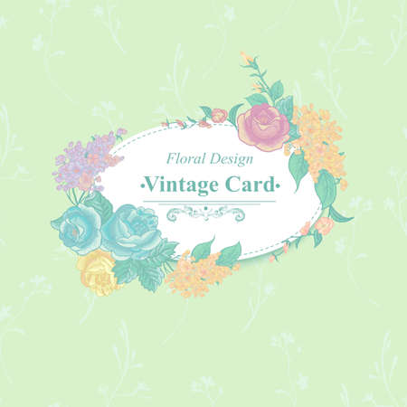 Vintage Greeting Card with Wildflowersのイラスト素材
