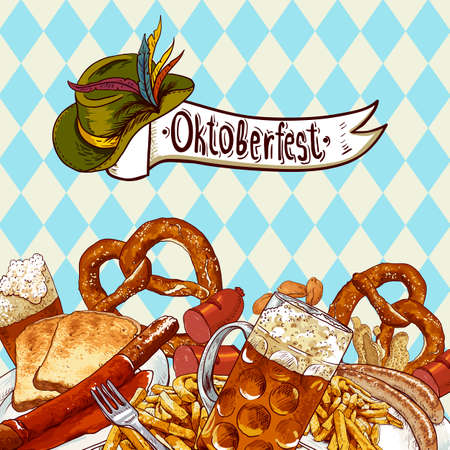Oktoberfest celebration design with beer のイラスト素材