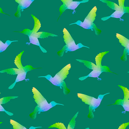 Seamless Nature Background with Hummingbirdsのイラスト素材