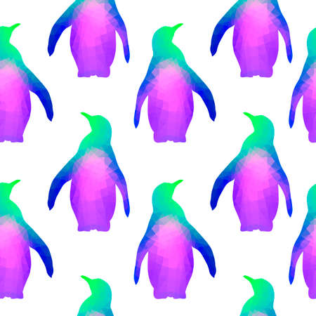 Seamless Background with Geometric Penguinsのイラスト素材