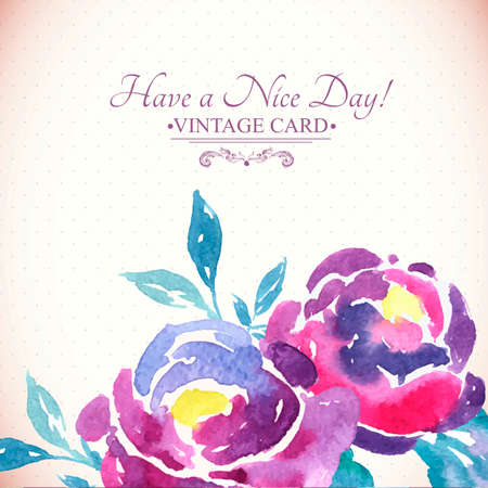 Colorful Watercolor Rose Floral Greeting Cardのイラスト素材