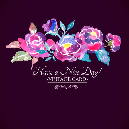 Colorful Watercolor Rose Floral Greeting Cardのイラスト素材