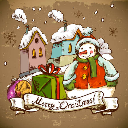 Snowman illustration for Christmas designのイラスト素材