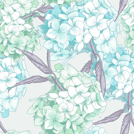 Beautiful Blue Hydrangea Seamless Backgroundのイラスト素材