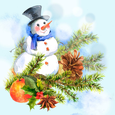 New Year Card with Snowman Cupcakesの写真素材