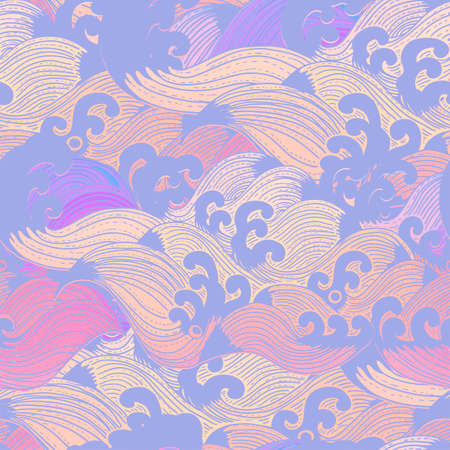 Seamless abstract pattern, waves backgroundのイラスト素材