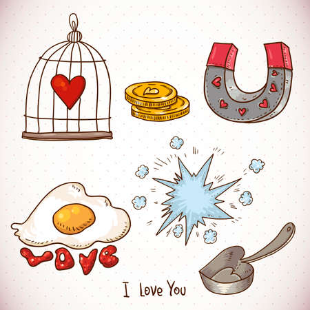 Doodle set elements of Valentines Dayのイラスト素材