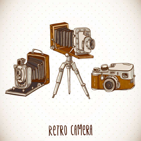 Set of Vintage Retro Cameraのイラスト素材