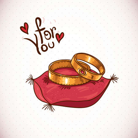 Vintage Card with Wedding Ringsのイラスト素材