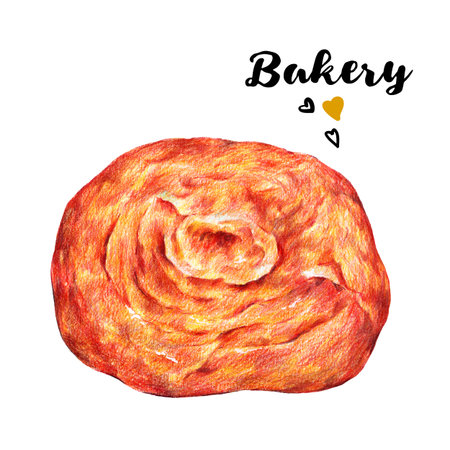 Hand drawn set of homemade fresh pitta bread. Isolated organic food illustration on white background. Vintage bakery pencil food illustrationの写真素材