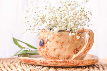 Spring natural background with white flowersの写真素材