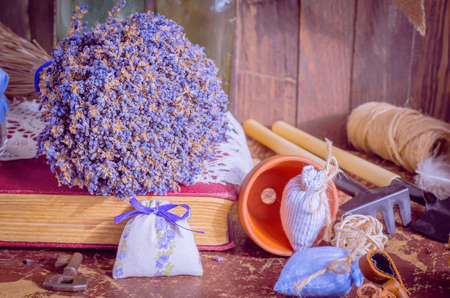 A bunch of dry lavenderの写真素材