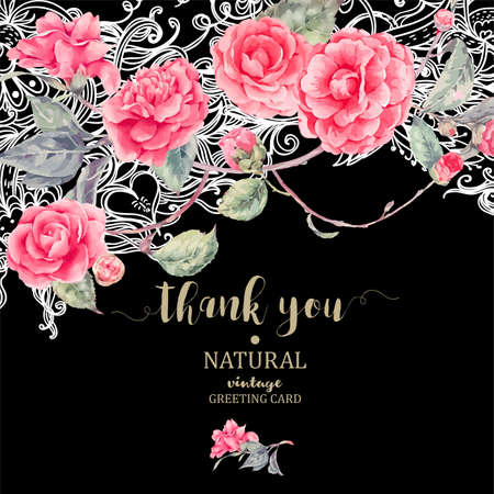 Lace wreath with camellia flowers.のイラスト素材