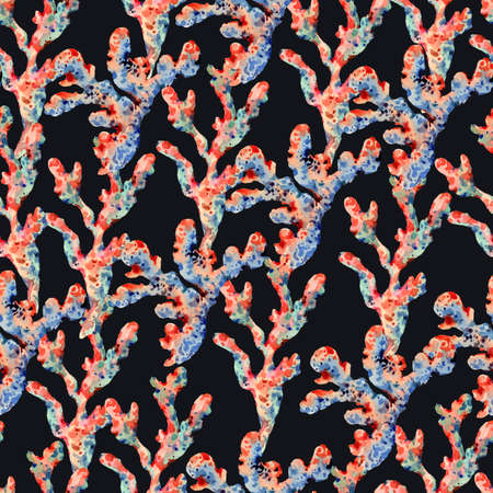 Watercolor vintage sea life natural seamless patternの写真素材