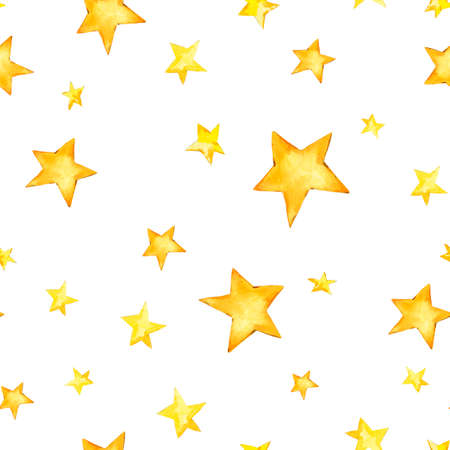 Watercolor angel seamless pattern with red flowers, roses, stars, clouds on blue background. Christmas angel texture. Religion wallpaperの写真素材