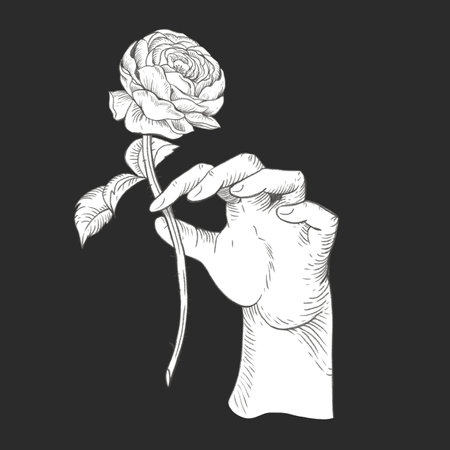 Monochrome gentle vintage floralの写真素材