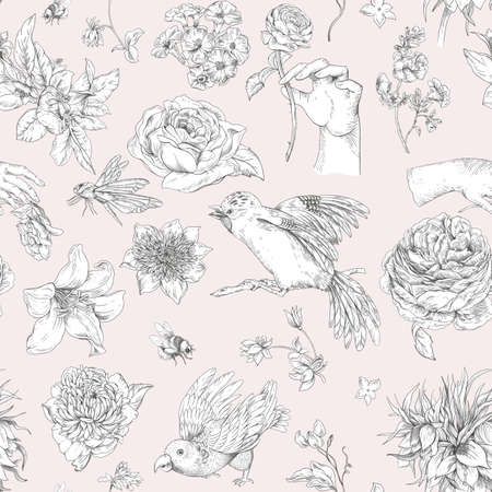 Monochrome gentle vintage floralの写真素材