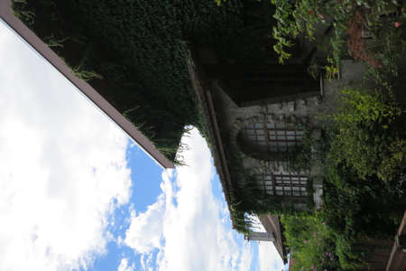 House in the medieval village of Nernier, Haute-savoie France.の写真素材