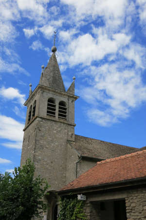 Church in the medieval village of Nernier, Haute-savoie France.の写真素材