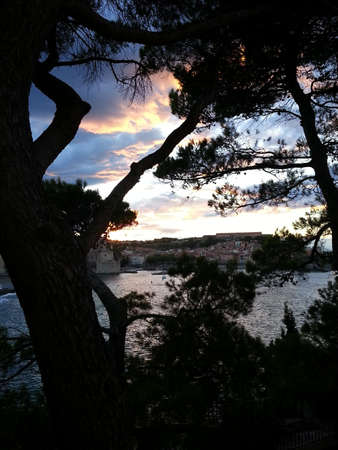 City of Collioure along the Mediterranean seaの写真素材