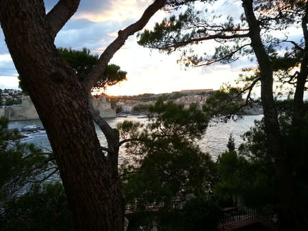 City of Collioure along the Mediterranean seaの写真素材