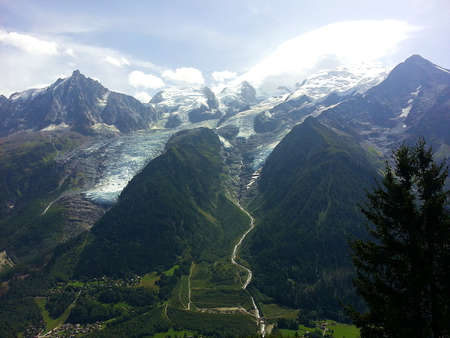 Mont Blanc mountain and glacier near Chamonix, France.の写真素材