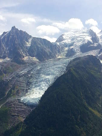 Mont Blanc mountain and glacier near Chamonix, France.の写真素材