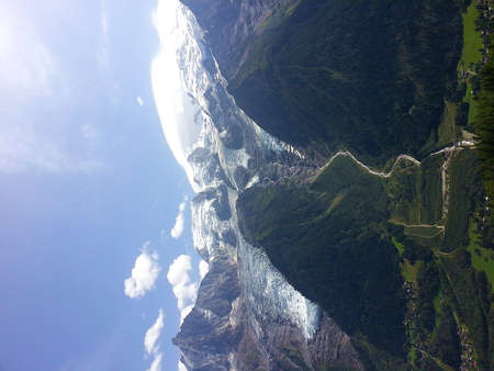Mont Blanc mountain and glacier near Chamonix, France.の写真素材