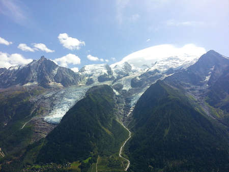 Mont Blanc mountain and glacier near Chamonix, France.の写真素材
