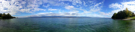 Leman lake near Geneva in Switzerland, Europeの写真素材