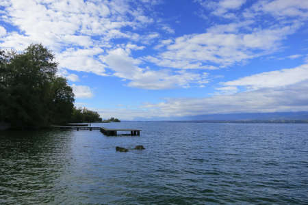 Leman lake near Geneva in Switzerland, Europeの写真素材