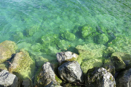 Rock in the leman lake, French Alps.の写真素材