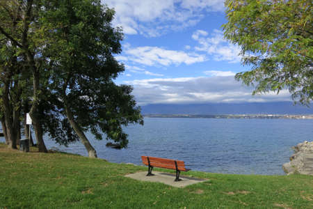 Leman lake near Geneva in Switzerland, Europeの写真素材
