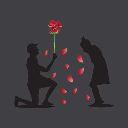 give beautiful roses on valentine's dayのイラスト素材