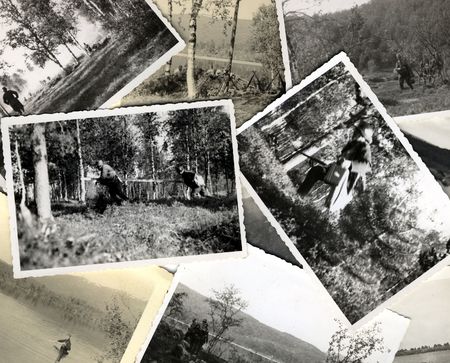 vintage grungy black and white photos taken during world war II. all photos included where taken by my deceased father. I am owner of all rights incl. copyright.の写真素材