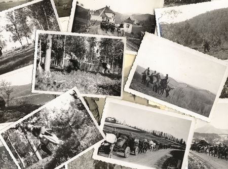 Troops. Collage of vintage grungy black and white photos taken during world war II. all photos included where taken by my deceased father. I am owner of all rights incl. copyright.の写真素材