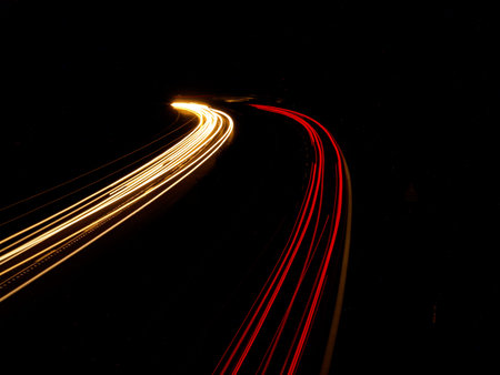 time exposure from bridge over german Autobahn   