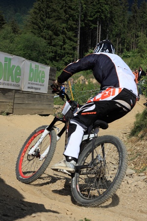 WILLINGEN, GER - JUNE 17, unknown competitor, racing at downhill qualification, not qualifying for final race, Willingen, Germany, June 17, 2011 のeditorial素材