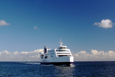 PUTTGARDEN, GERMANY - AUGUST 28: Scandlines ferry at Puttgarden harbour on August 28, 2012 in Puttgarden, Germany. Scandlines GmbH, established in 1998, is one of europe's largest ferry companysのeditorial素材