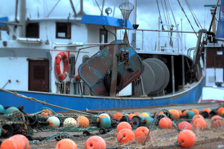 nets and ropes in the harbor of burgstaaken, fehmarn, germany の写真素材