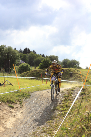 WILLINGEN, GER - JUNE 17, unknown competitor #183, racing at downhill qualification, not qualifying for final race, Willingen, Germany, June 17, 2011 のeditorial素材