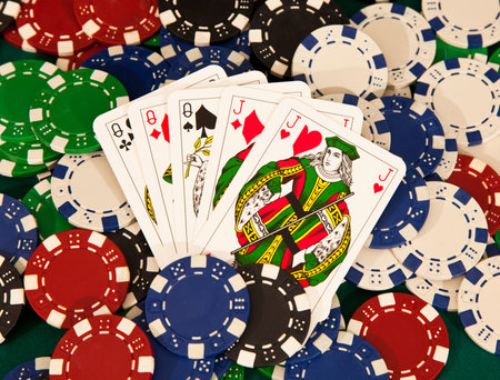 full house winning hand with chips
