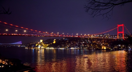 Fatih Sultan Mehmet Bridge at istanbul Turkeyの写真素材