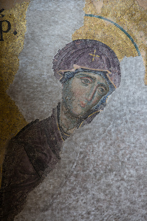 Mosaic detail Virgin Mary in Hagia Sophiaのeditorial素材