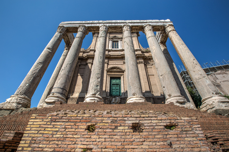 Temple of Antoninus and Faustina in antique Roman Forum (Foro Romano) Rome city, Italyの写真素材