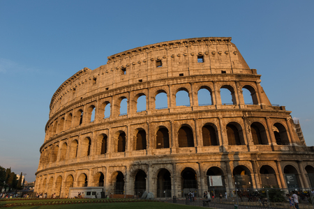 A view of Colloseum at sunset time in Roma Italyの写真素材