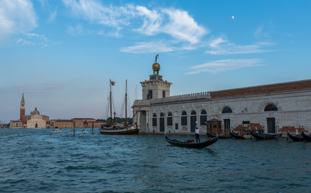 A view of famous Santa Maria della Salute church on Grand Canal in Venice, Italyの写真素材