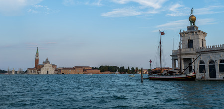 A view of famous Santa Maria della Salute church on Grand Canal in Venice, Italyの写真素材