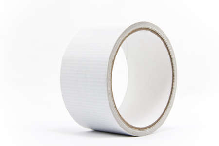 Light gray duct tape on a white backgroundの写真素材