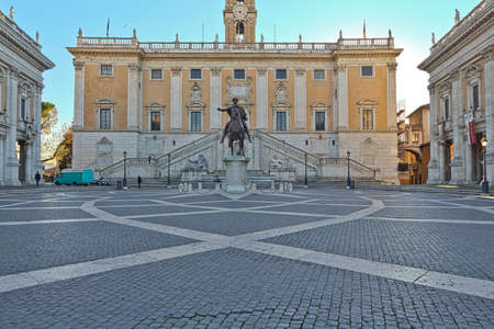 Equestrian Statue of Marcus Aurelius in Rome, Italyのeditorial素材